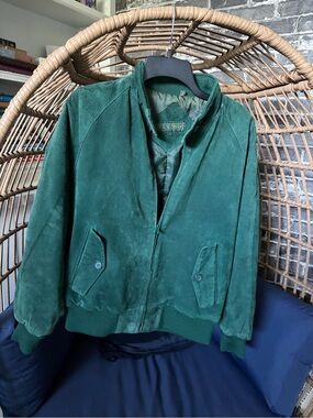 Rock Creek Emerald Green Suede Bomber Jacket unisex